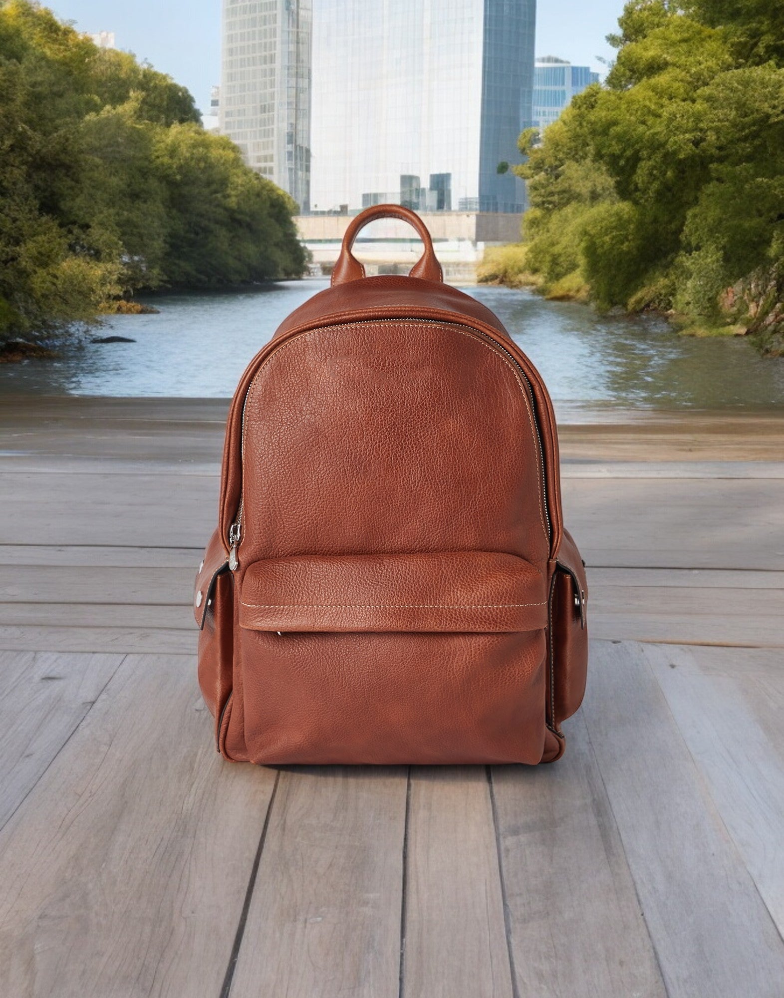 Leather city backpack on sale