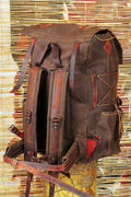 For Thomas | Bushcraft Backpack | Brown, Green, Dhaki Colours | Handmade Leather, Waxed Canvas Backpack for Travel-Camping | Personalization (Copy) (Copy) bushcraft - camping - hiking backpack 99percenthandmade   