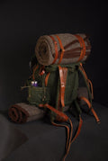 For Thomas | Bushcraft Backpack | Brown, Green, Dhaki Colours | Handmade Leather, Waxed Canvas Backpack for Travel-Camping | Personalization (Copy) (Copy) bushcraft - camping - hiking backpack 99percenthandmade   