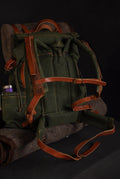 For Thomas | Bushcraft Backpack | Brown, Green, Dhaki Colours | Handmade Leather, Waxed Canvas Backpack for Travel-Camping | Personalization (Copy) (Copy) bushcraft - camping - hiking backpack 99percenthandmade   