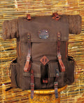 For Thomas | Bushcraft Backpack | Brown, Green, Dhaki Colours | Handmade Leather, Waxed Canvas Backpack for Travel-Camping | Personalization (Copy) (Copy) bushcraft - camping - hiking backpack 99percenthandmade   