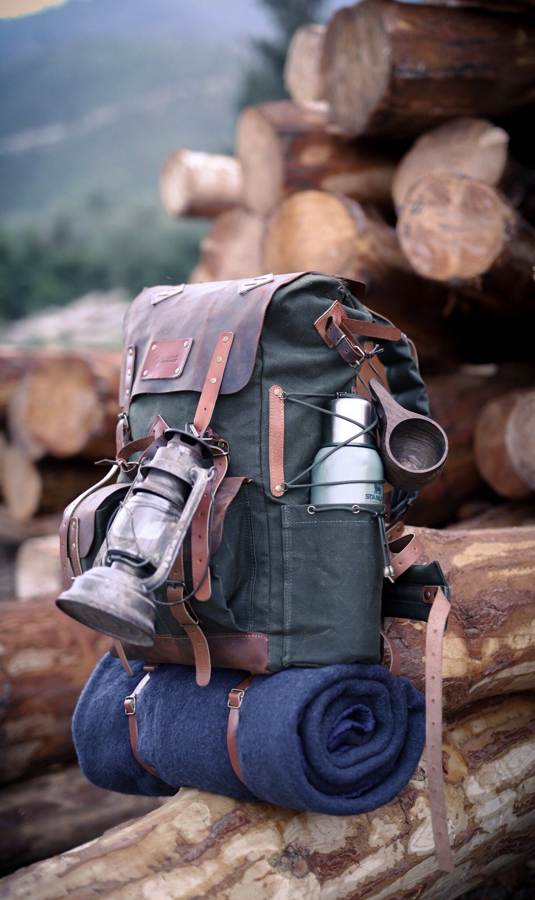 30L to 80L  | Brown-Green | Camping Backpack | Bushcraft Backpack  | Camping | Hiking | Rucksack | Backpack | Outdoor | Personalization  99percenthandmade   