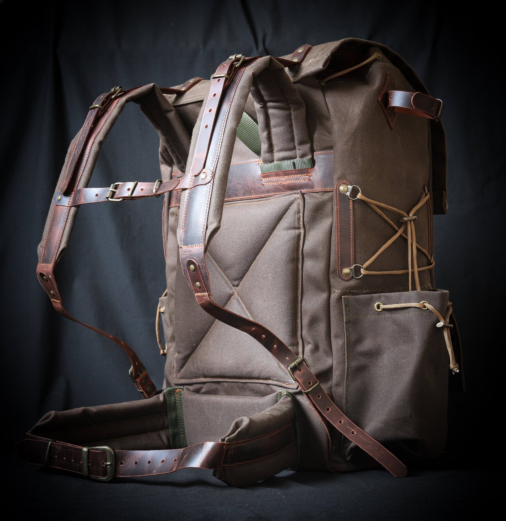 80 L | Bushcraft Backpack | Camping Backack | Green, Brown, Dhaki Colours | Handmade Leather, Canvas Backpack for Travel, Camping, Bushcraft  99percenthandmade Brown 30 Liters 