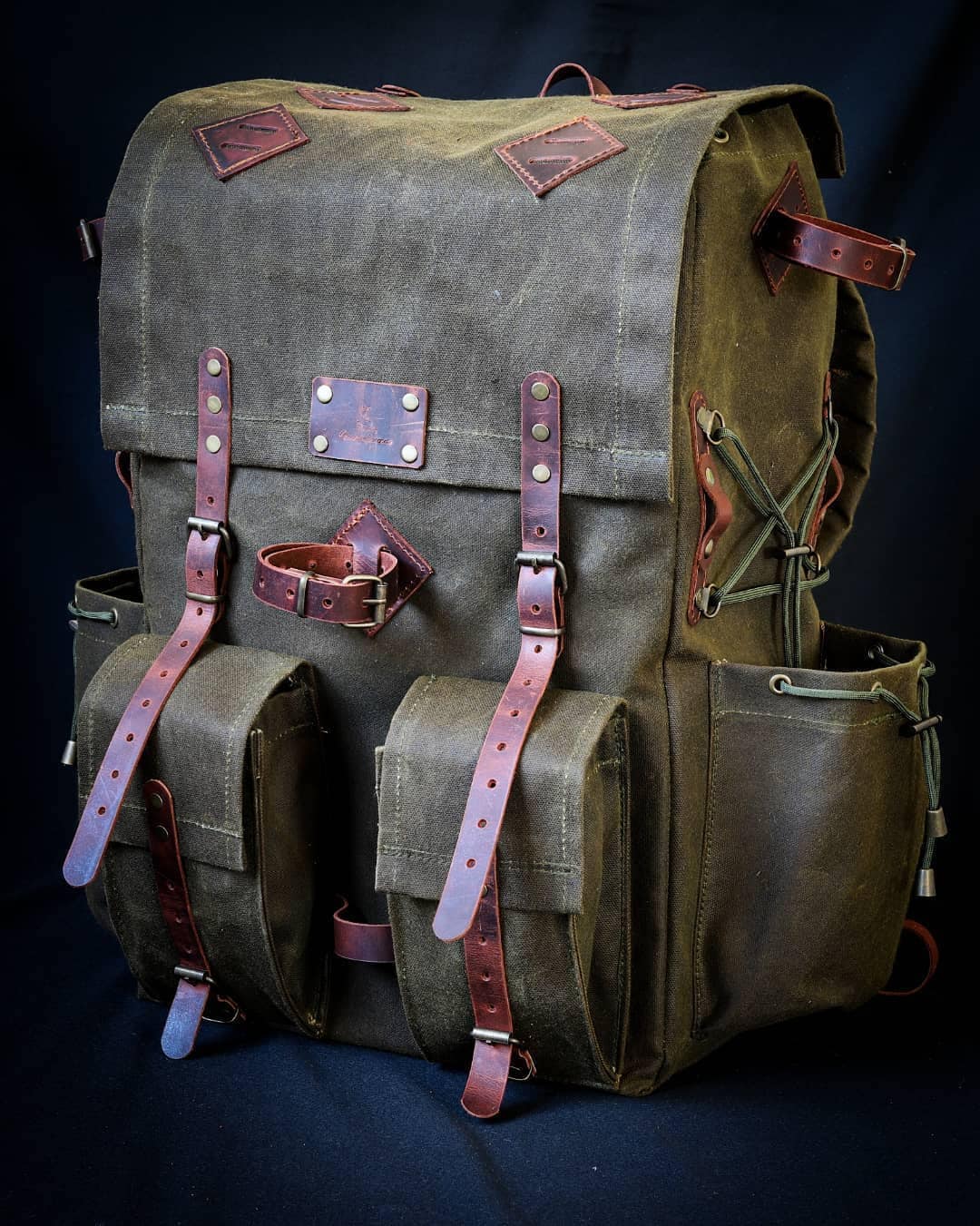 80 L | Bushcraft Backpack | Camping Backack | Green, Brown, Dhaki Colours | Handmade Leather, Canvas Backpack for Travel, Camping, Bushcraft  99percenthandmade   
