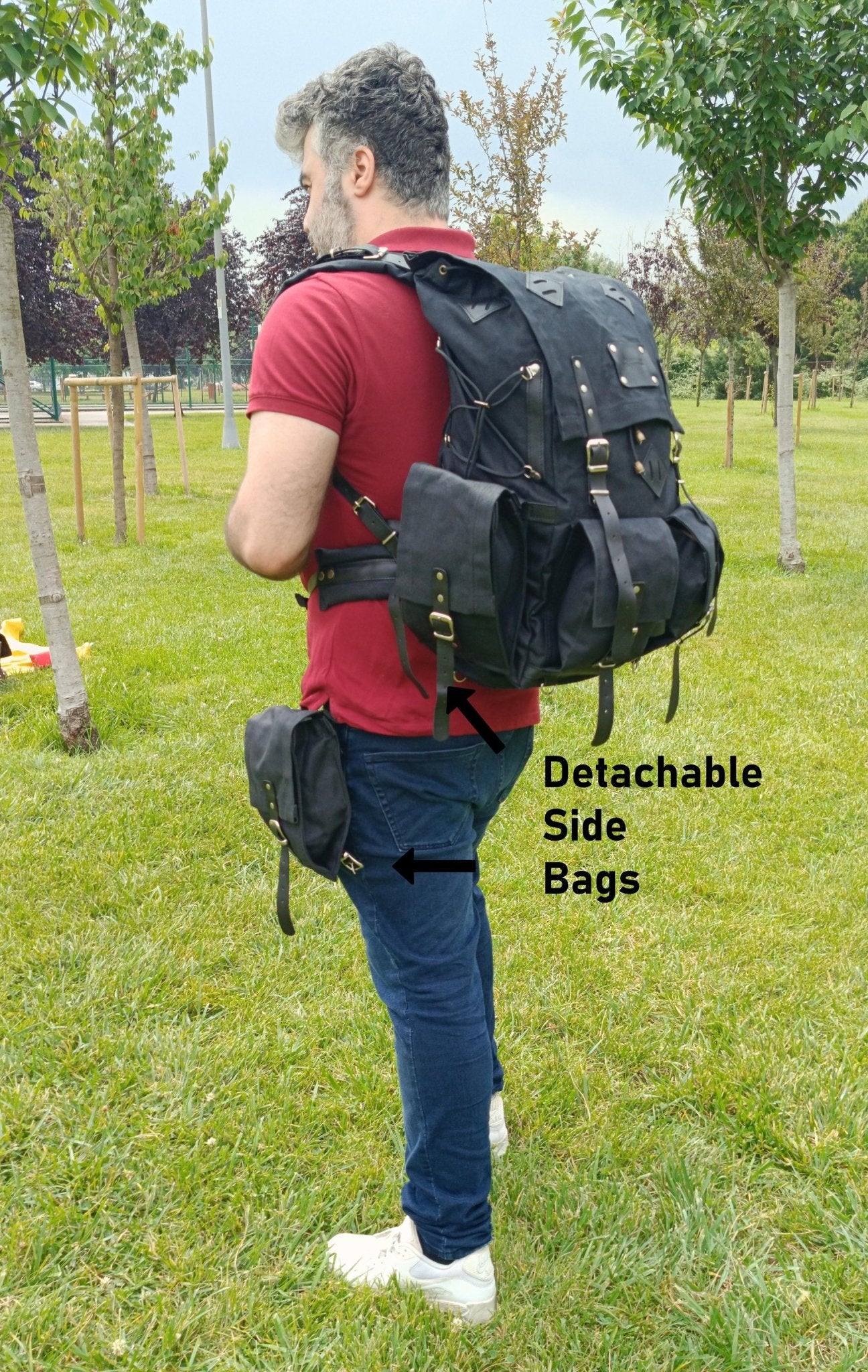 Black Bushcraft Backpack | Camping Backpack | Fishing Backpack | Detachable pouches | 50L| Bushcraft-Travel-Camping-Hunting-Fishing  99percenthandmade   