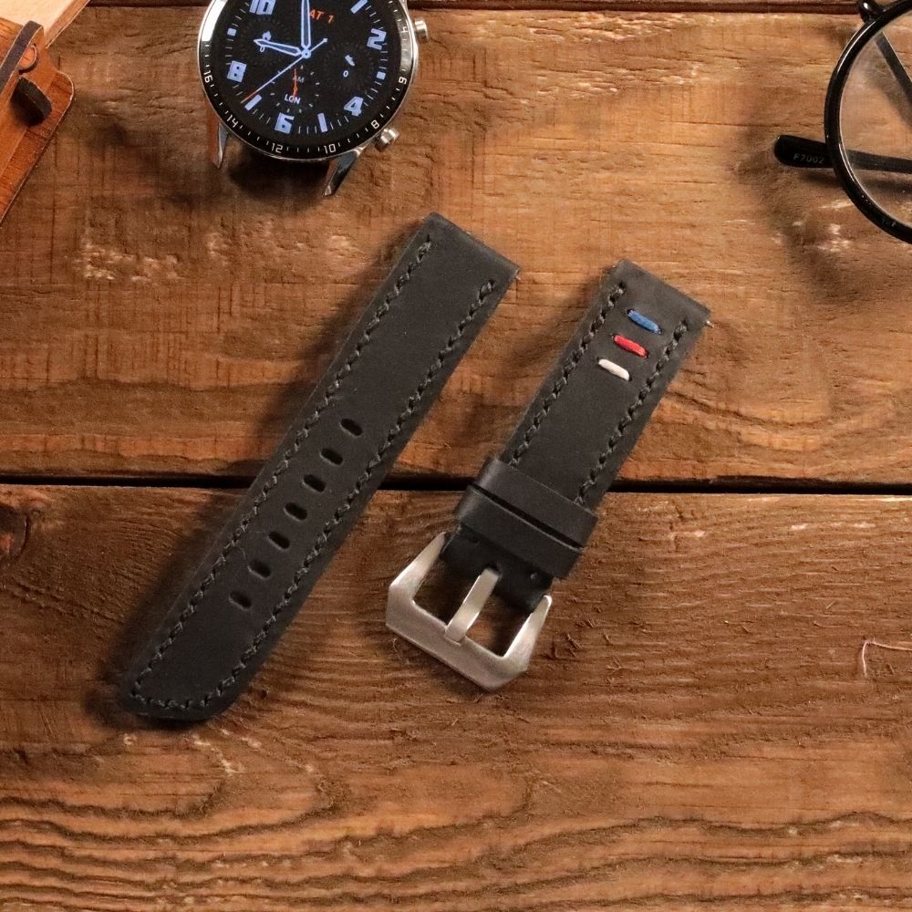 Black Leather Samsung Watch Strap  99percenthandmade   