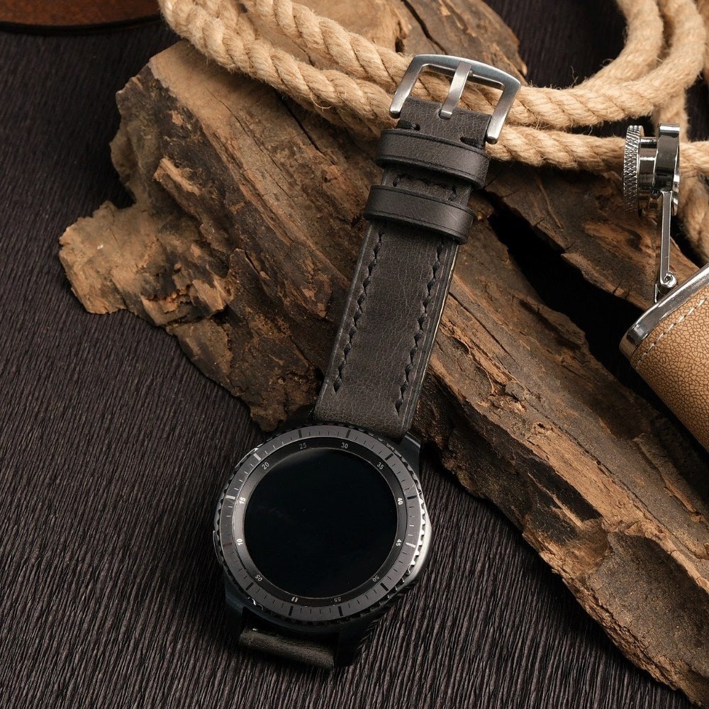 Black Leather Samsung Watch Strap  99percenthandmade   