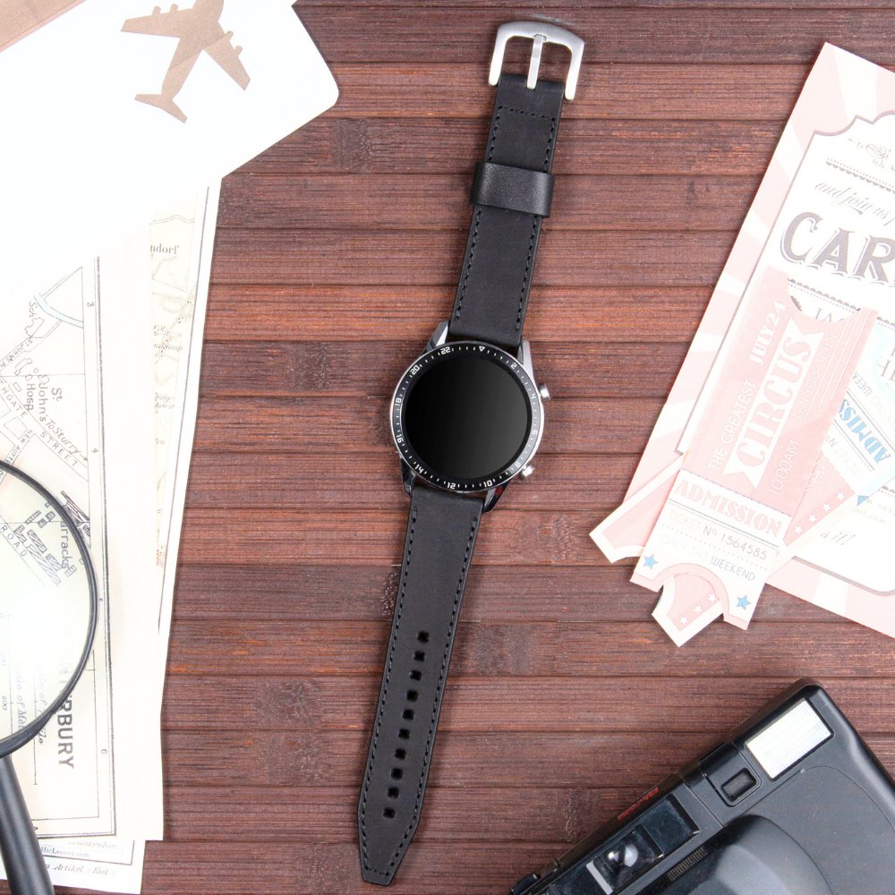 Black Leather Samsung Watch Strap  99percenthandmade   