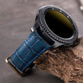 Blue Crocodile Embossed Leather Samsung Watch Strap  99percenthandmade   