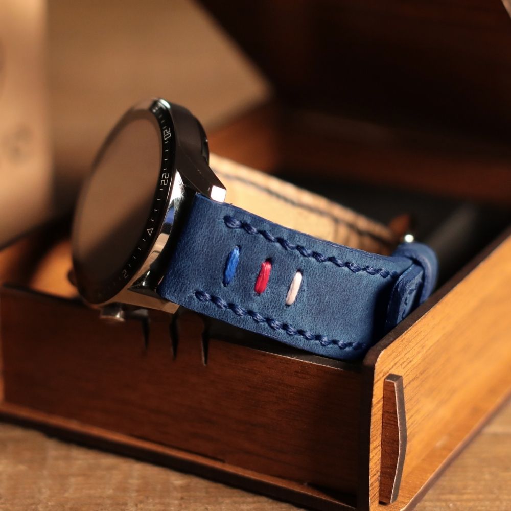 Blue Leather Samsung Watch Strap  99percenthandmade   