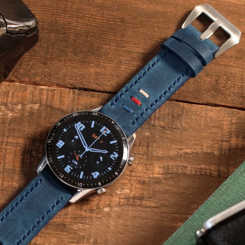 Blue Leather Samsung Watch Strap  99percenthandmade   