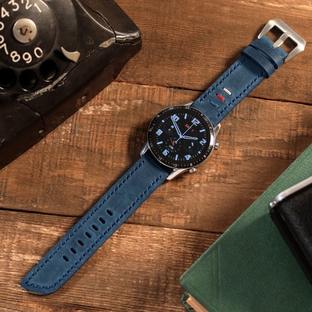 Blue Leather Samsung Watch Strap  99percenthandmade   