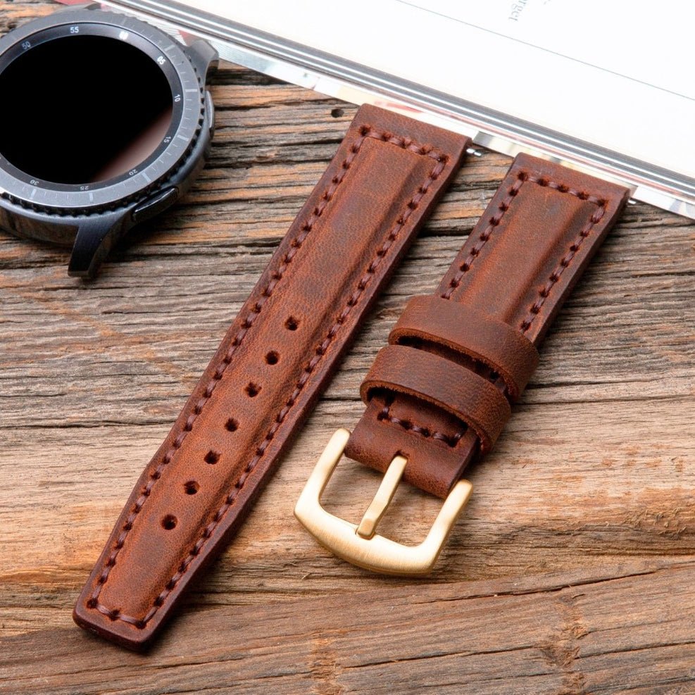 Brown Leather Samsung - Huawei Watch Strap  99percenthandmade   