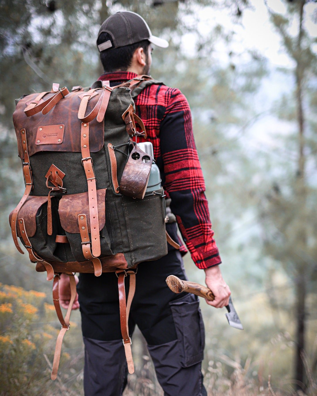 Camping Backpack | Buschraft Backpack | 80L to 30L Options | Extra large | Leather | Canvas Backpack | Camping, Hunting, Bushcraft, Travel  99percenthandmade   