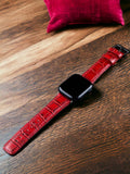 Crocodile Embossed Black Leather Apple Watch Strap ( Black, Brown, Blue, Red, Green )  99percenthandmade   