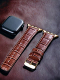 Crocodile Embossed Black Leather Apple Watch Strap ( Black, Brown, Blue, Red, Green )  99percenthandmade   