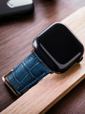 Crocodile Embossed Black Leather Apple Watch Strap ( Black, Brown, Blue, Red, Green )  99percenthandmade   