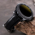 Crocodile Embossed Black Leather Samsung Watch Strap  99percenthandmade   