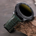 Crocodile Embossed Green Leather Samsung Watch Strap  99percenthandmade   