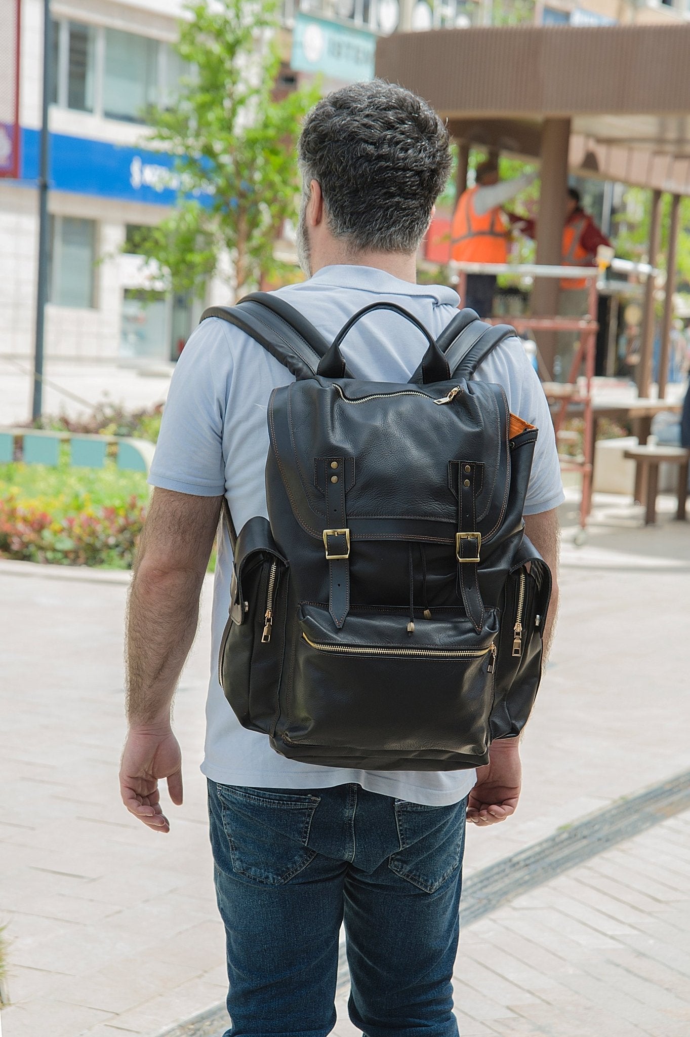 For Alwin Laptop Backpack, City Backpack, Handmade Full Leather Backpack with 2 different colors  99percenthandmade   