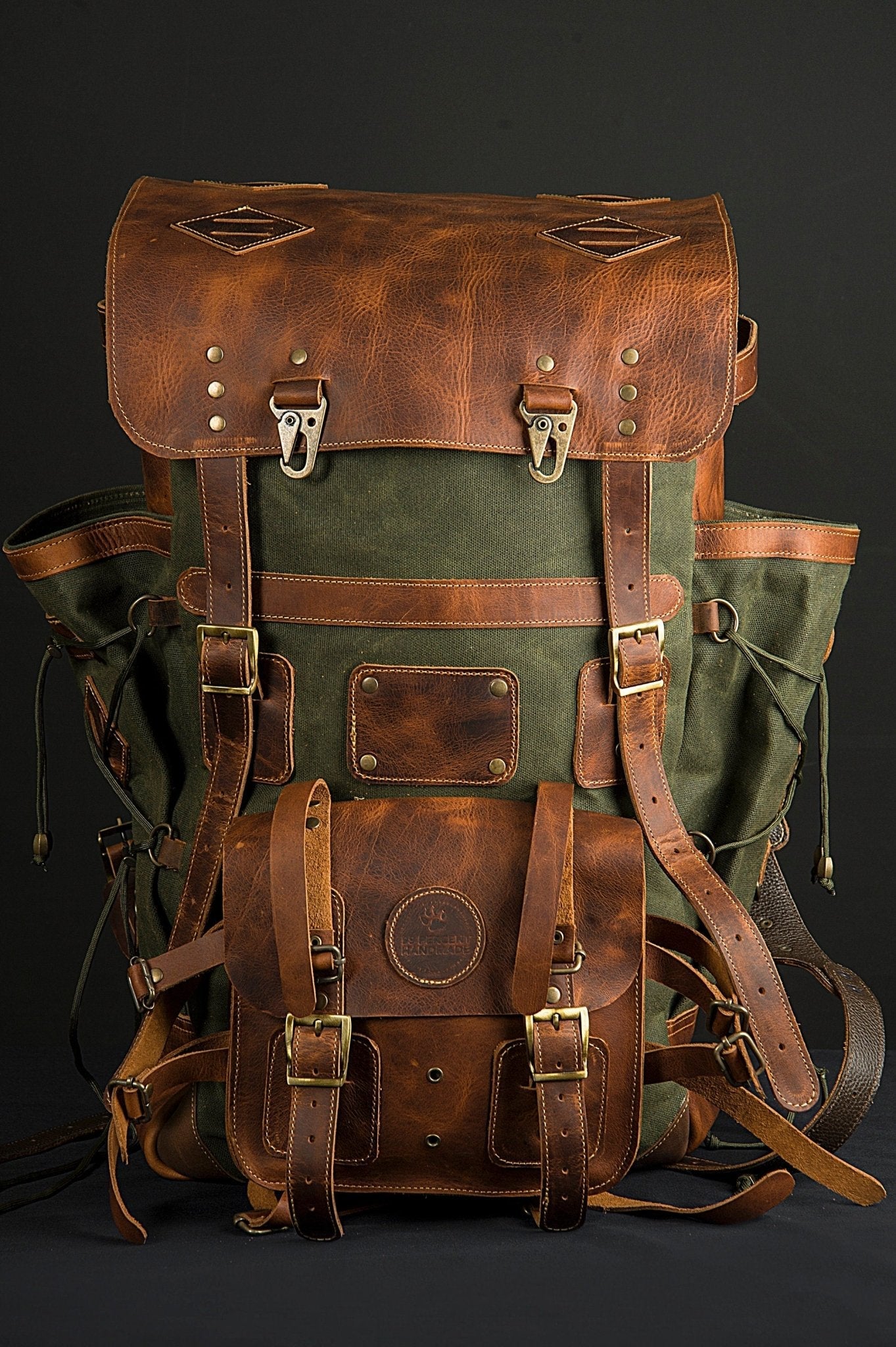 For Ashkan| Double Stiching | Handmade Leather and Waxed Backpack for Travel, Camping,Military | 45 Liter |  99percenthandmade   