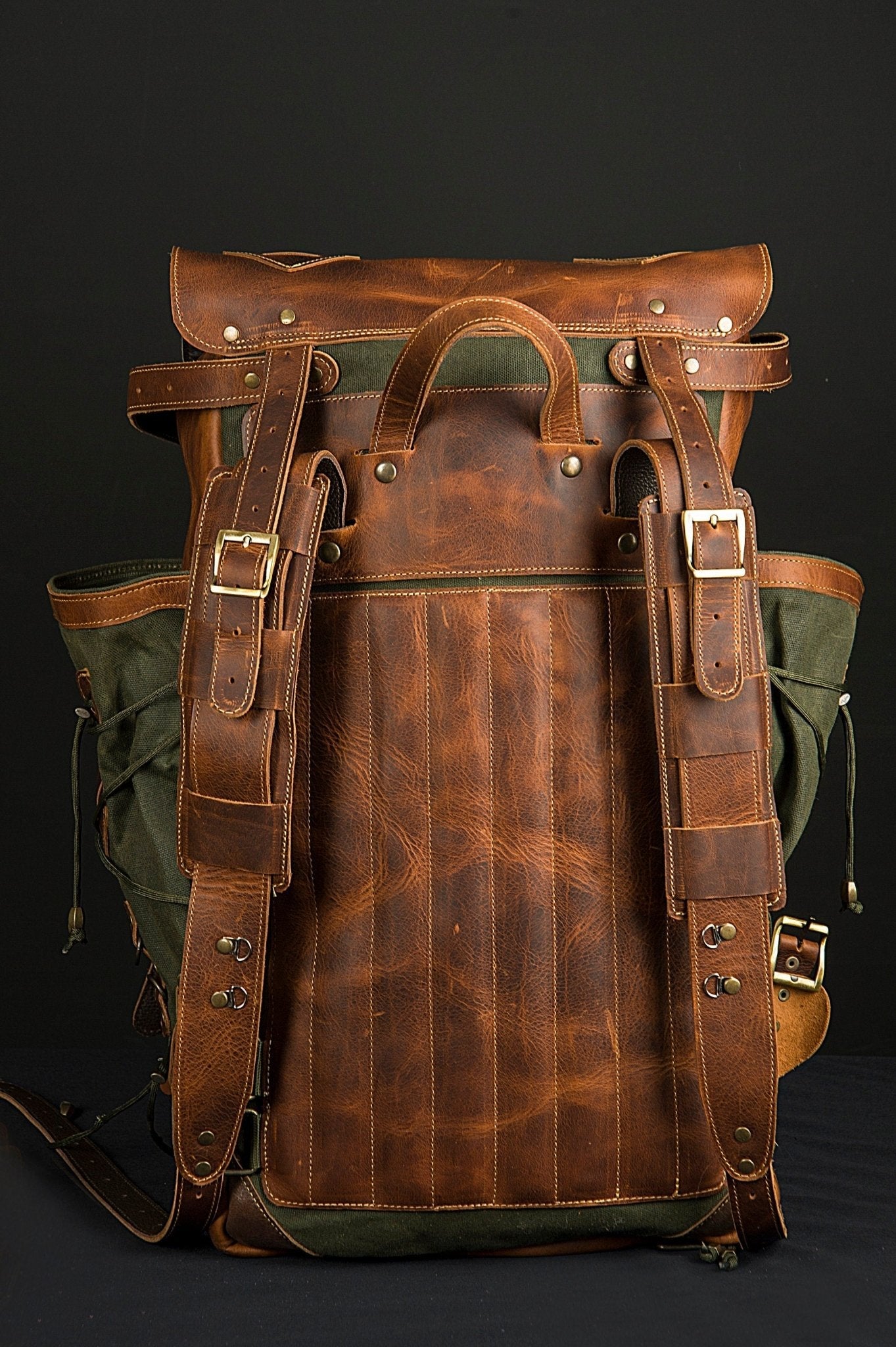 For Ashkan| Double Stiching | Handmade Leather and Waxed Backpack for Travel, Camping,Military | 45 Liter |  99percenthandmade   