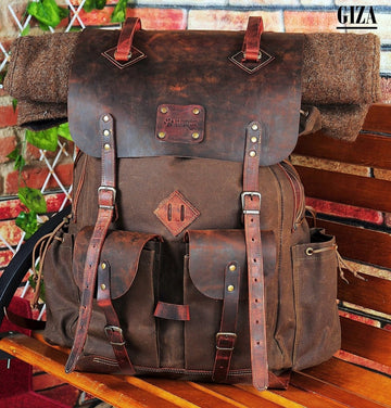 For Skidad3 Giza Brown | 60L | Custom | Leather | Canvas | Bushcraft Backpack | Camping Backpack | Bushcraft | Camping | Hiking | Bag | Rucksack bushcraft backpack - camping backpack - hiking backpack 99percenthandmade