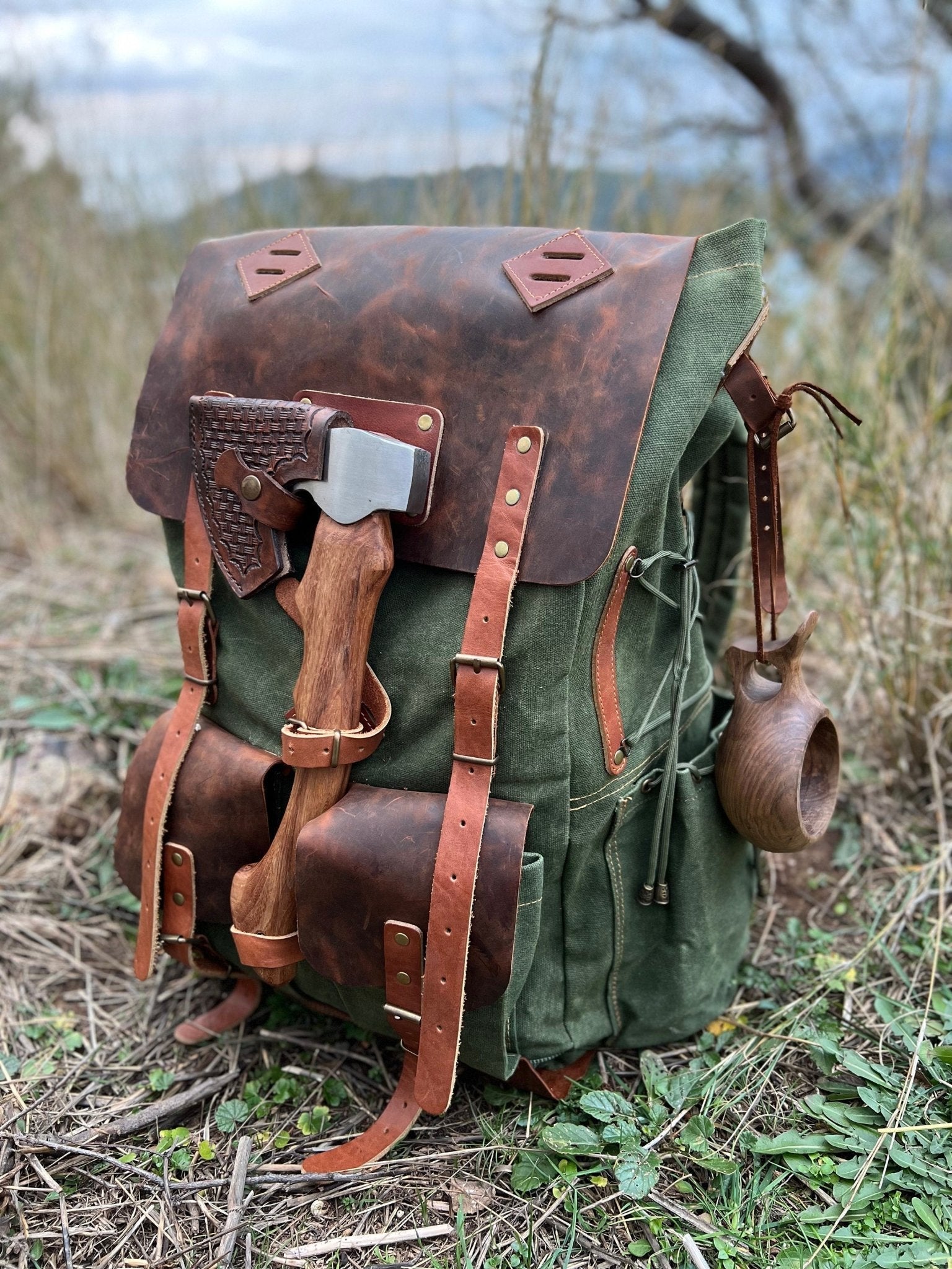 For stefan | 30L to 80L  | Brown | Bushcraft  | Camping  | Hiking | Rucksack | Backpack | Outdoor Backpack | Personalization bushcraft - camping - hiking backpack 99percenthandmade   