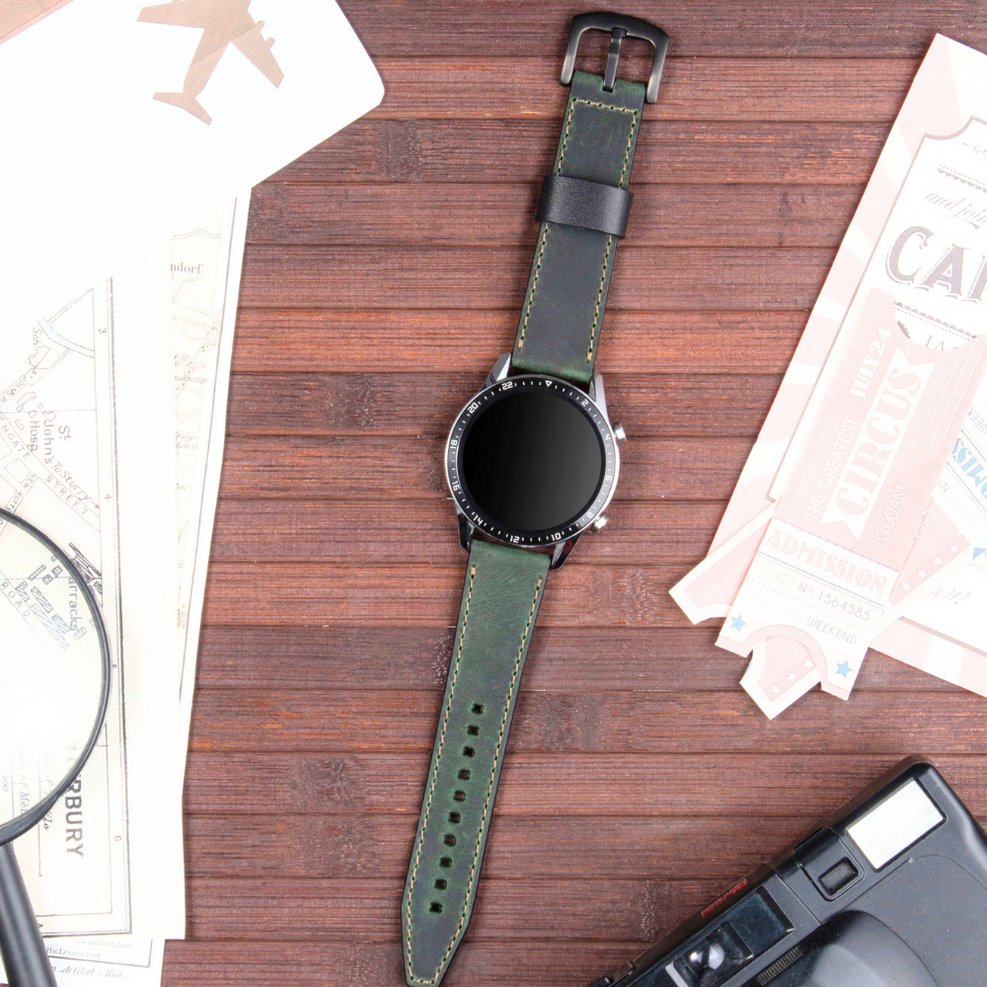 Green Leather Samsung Watch Strap  99percenthandmade   