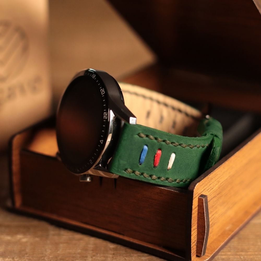 Green Leather Samsung Watch Strap  99percenthandmade   