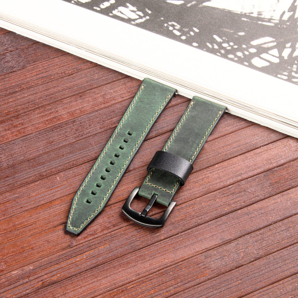 Green Leather Samsung Watch Strap  99percenthandmade   