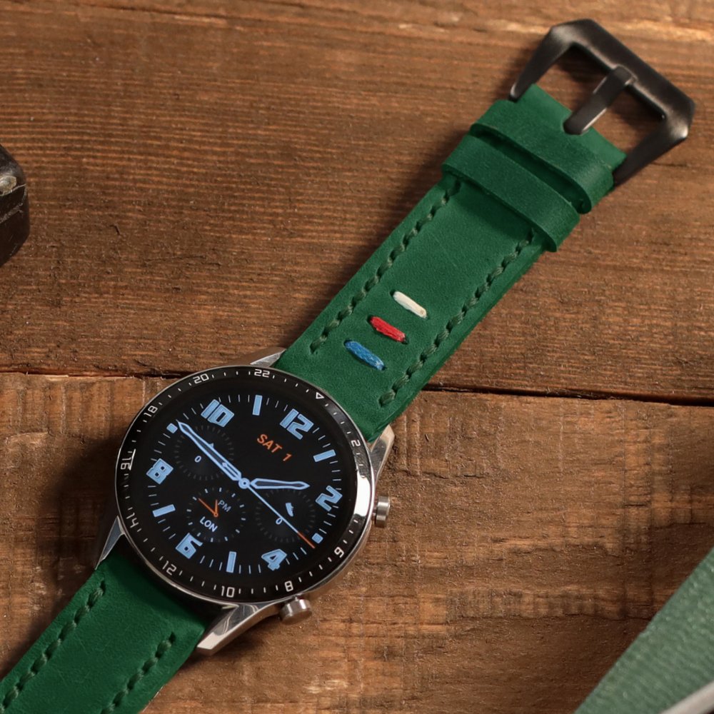 Green Leather Samsung Watch Strap  99percenthandmade   