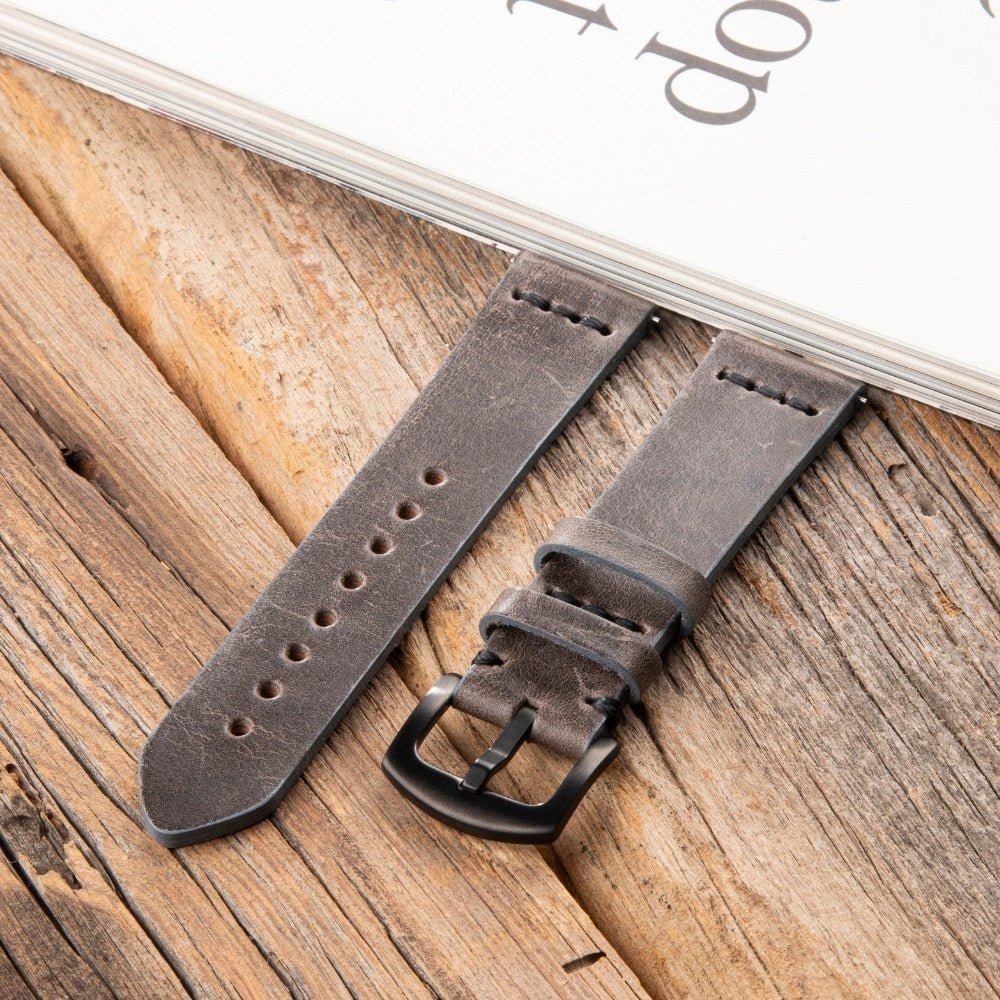 Grey Leather Samsung - Huawei Watch Strap  99percenthandmade   