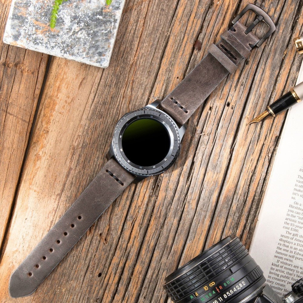 Grey Leather Samsung - Huawei Watch Strap  99percenthandmade   