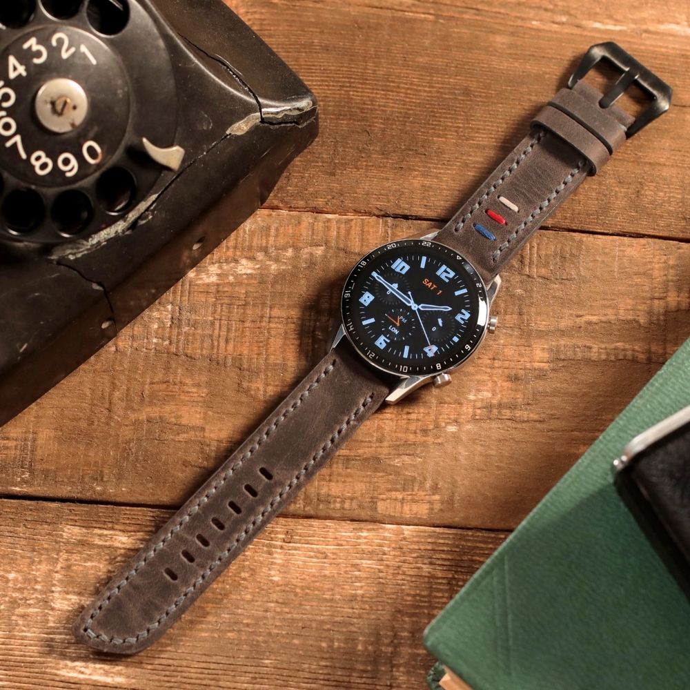 Grey Leather Samsung Watch Strap  99percenthandmade   