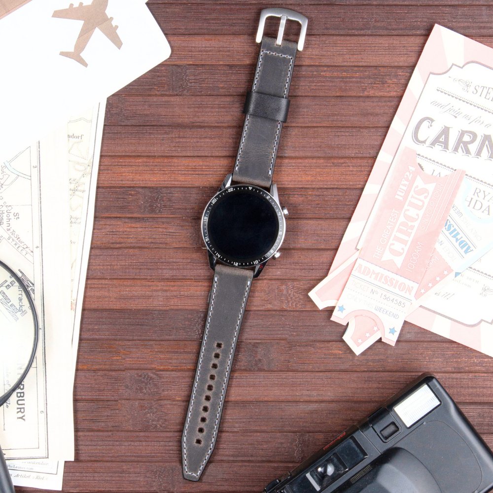 Grey Leather Samsung Watch Strap  99percenthandmade   