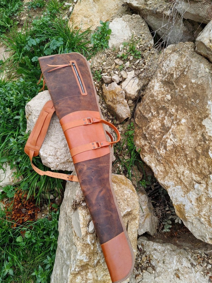 For Eric | Handmade | Brown-Tan Leather Shotgun Bag | Leather Rifle Bag | Shotgun Case |  Rifle Case | Hunting | Shotgun | Gun case |  99percenthandmade   