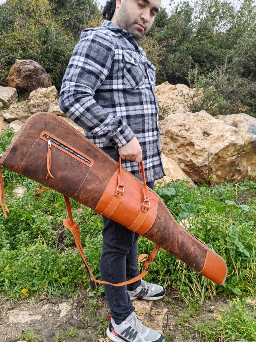 For Eric | Handmade | Brown-Tan Leather Shotgun Bag | Leather Rifle Bag | Shotgun Case |  Rifle Case | Hunting | Shotgun | Gun case |  99percenthandmade   