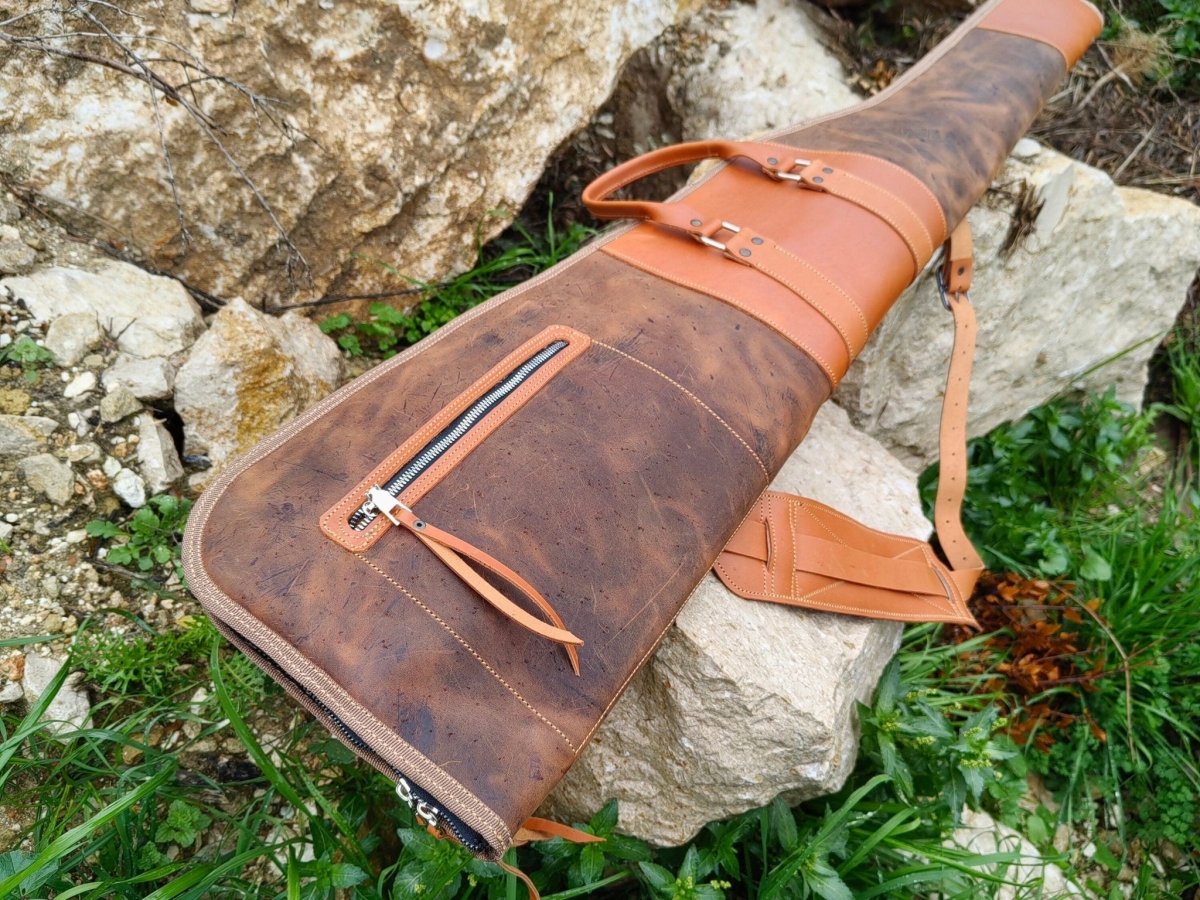 For Eric | Handmade | Brown-Tan Leather Shotgun Bag | Leather Rifle Bag | Shotgun Case |  Rifle Case | Hunting | Shotgun | Gun case |  99percenthandmade   