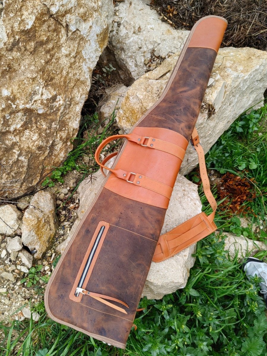 For Eric | Handmade | Brown-Tan Leather Shotgun Bag | Leather Rifle Bag | Shotgun Case |  Rifle Case | Hunting | Shotgun | Gun case |  99percenthandmade   