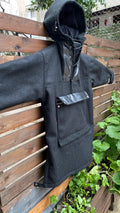 Black Anorak | Wool-Leather | You will be ready for adventure, Best Protection For Cold, Full Handmade 99percenthandmade