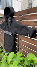 Black Anorak | Wool-Leather | You will be ready for adventure, Best Protection For Cold, Full Handmade 99percenthandmade