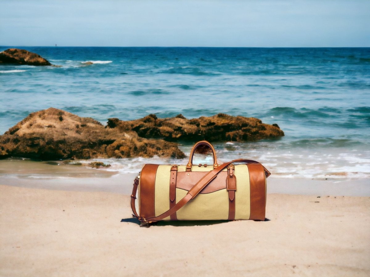 For Roman | Khaki Canvas - Tan Leather | Duffle Bag | Handmade Duffle Bag  | Weekend Bag | Travel | Leather Bag | Duffle Purse Crossbody |  99percenthandmade   