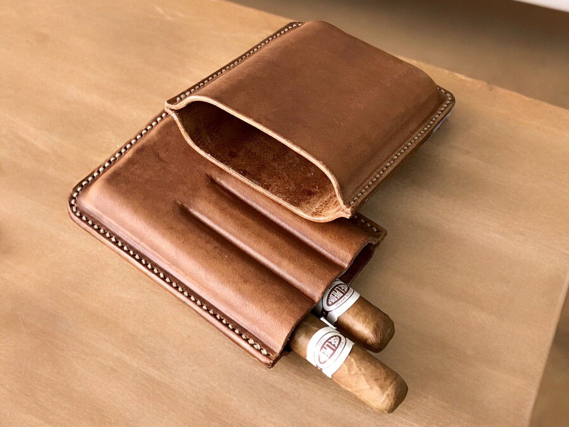 Leather Cigar Case  99percenthandmade   