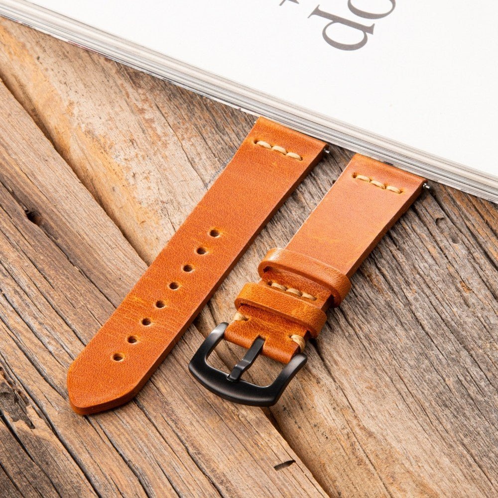 Light Brown Leather Samsung - Huawei Watch Strap  99percenthandmade   