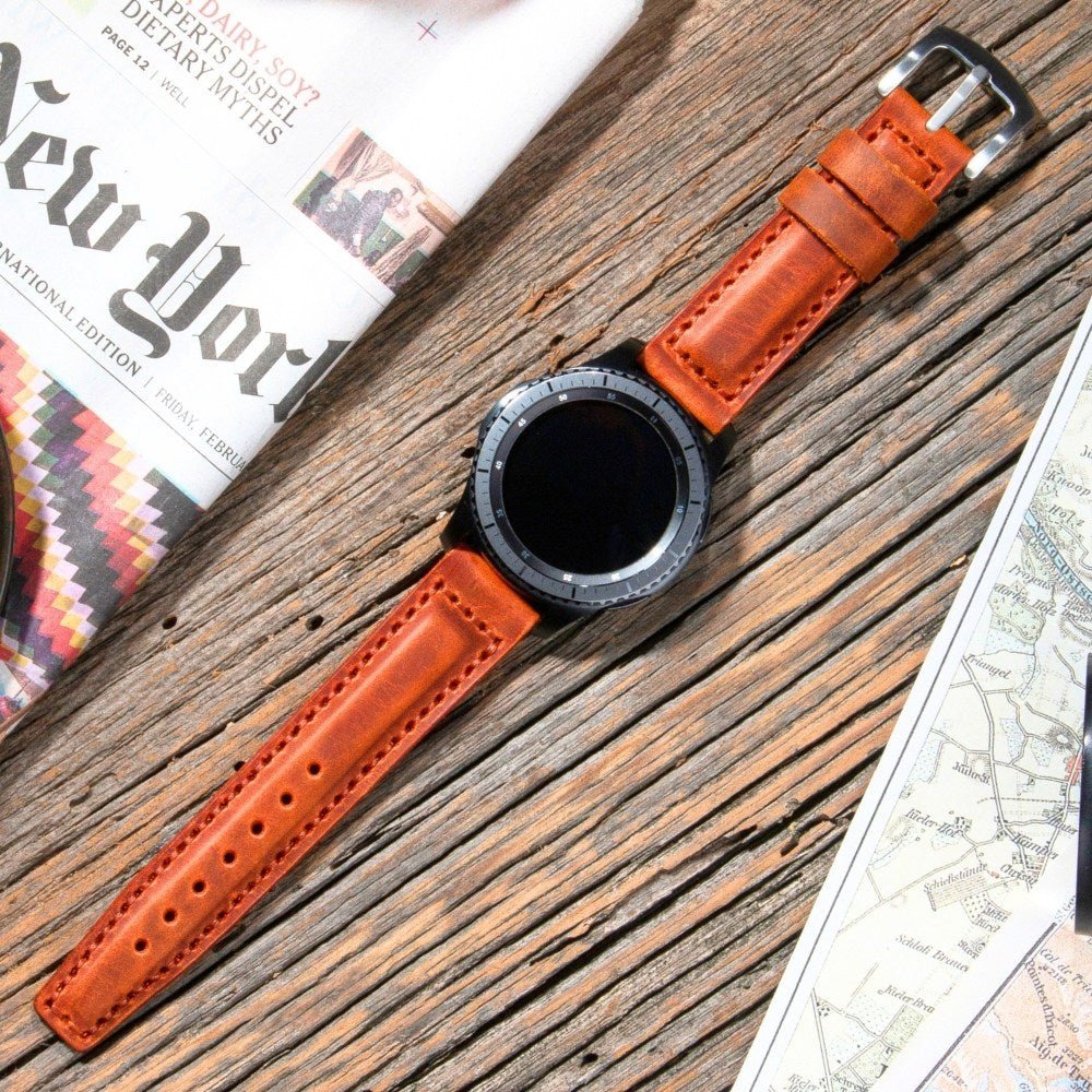 Light Brown Leather Samsung - Huawei Watch Strap  99percenthandmade   