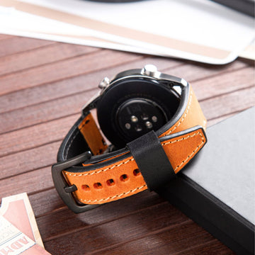 Orange Leather Samsung Watch Strap  99percenthandmade   