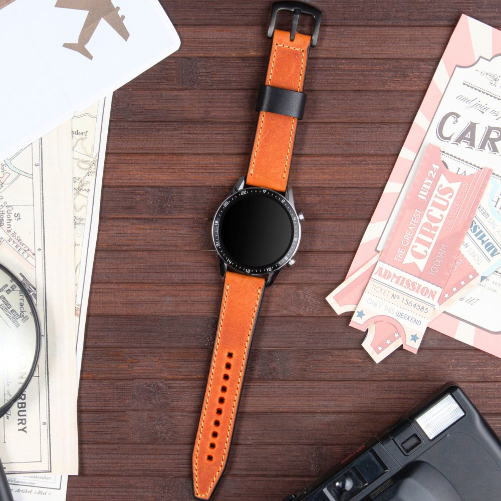 Orange Leather Samsung Watch Strap  99percenthandmade   