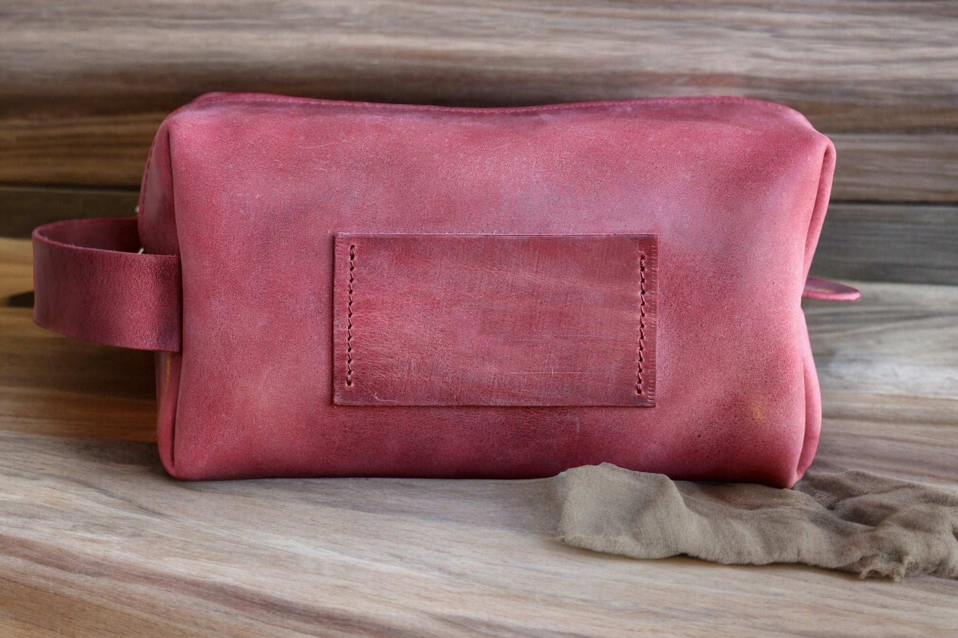 Personalized Leather Dopp Kit for Men and Women  99percenthandmade Pink  