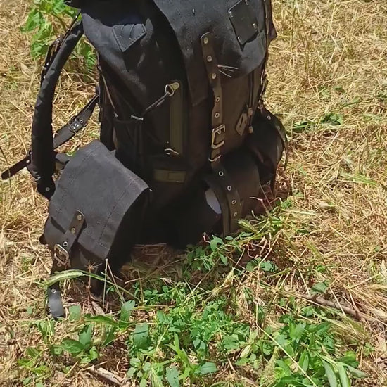 Black Bushcraft Backpack | Camping Backpack | Fishing Backpack | Detachable pouches | 50L| Bushcraft-Travel-Camping-Hunting-Fishing